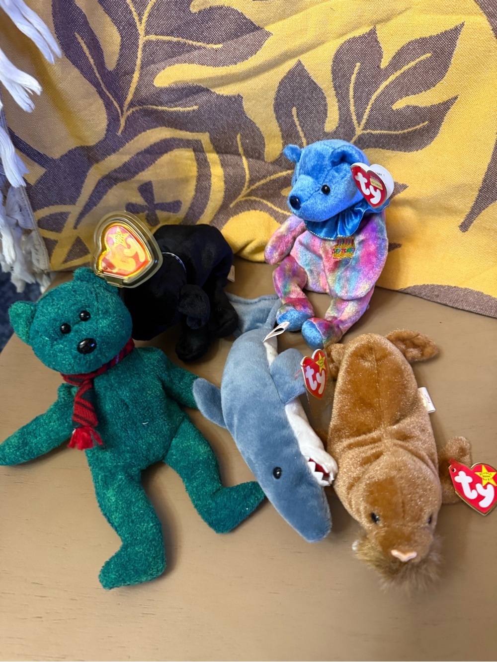 Ty Beanie Buddies Assorted Plush Pack - Teal, Black, Blue, Multicolor, Brown